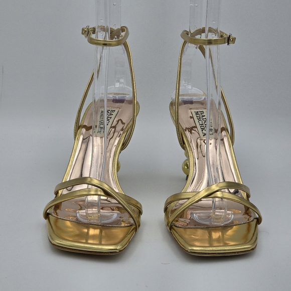 Badgley Mischka Callie Beaded Heel Sandals, Gold, Women's 7.5 - Picture 3 of 16